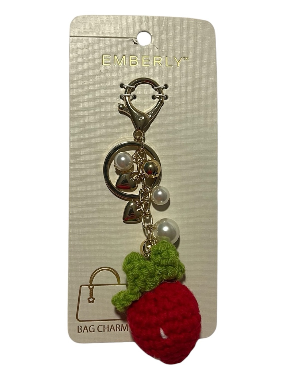 Emberly Crochet Strawberry Bag Charm